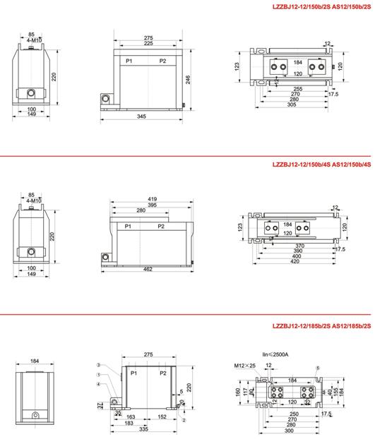 LZZBJ12-12型电流互感器外形尺寸