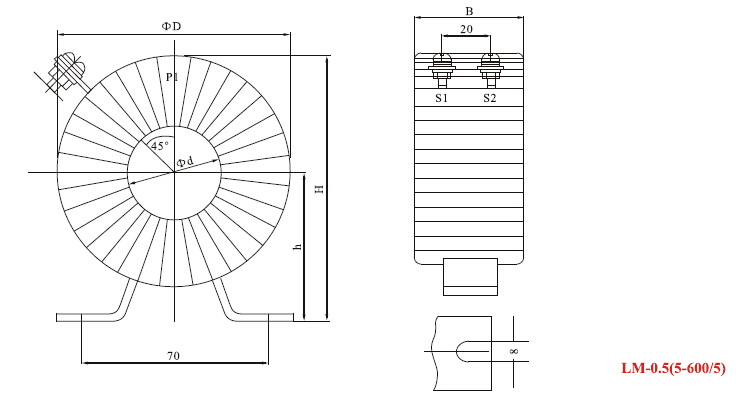 LM-0.5电流互感器外形尺寸