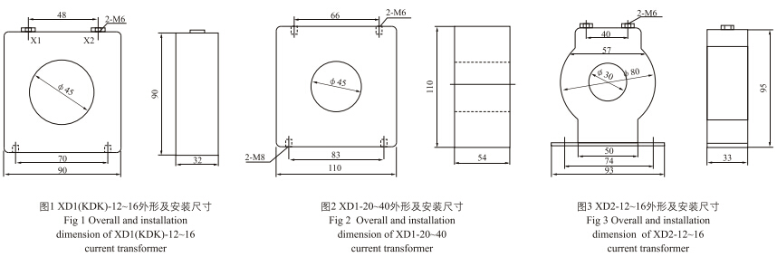 XD1,XD2(KDK)限流电抗器外形及安装尺寸