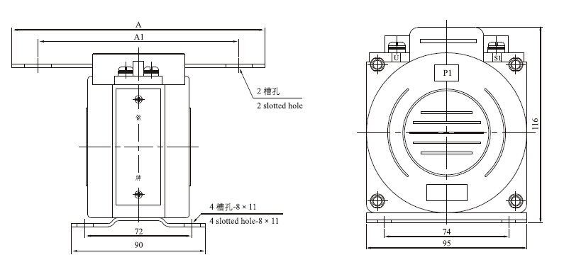 LQG-0.66电流互感器外形及安装尺寸图