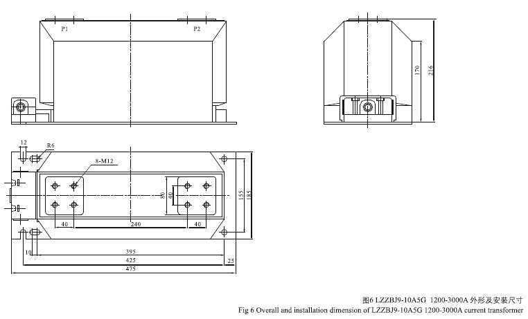 LZZBJ9-10(A,B,C,A5G)电流互感器外形尺寸