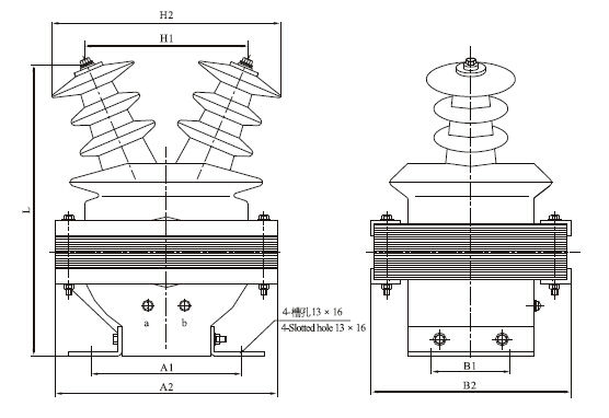 JDZ(J)-3、6、10(Q)电压互感器外形尺寸