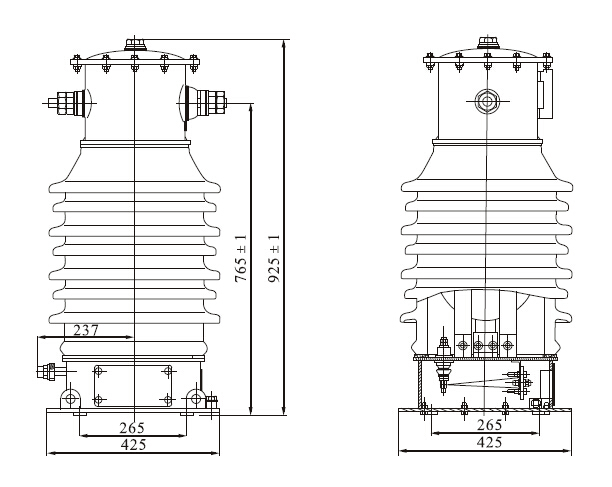 LCW、LCWD、LCWQ、LCWQD-35 电流互感器外形及安装尺寸图