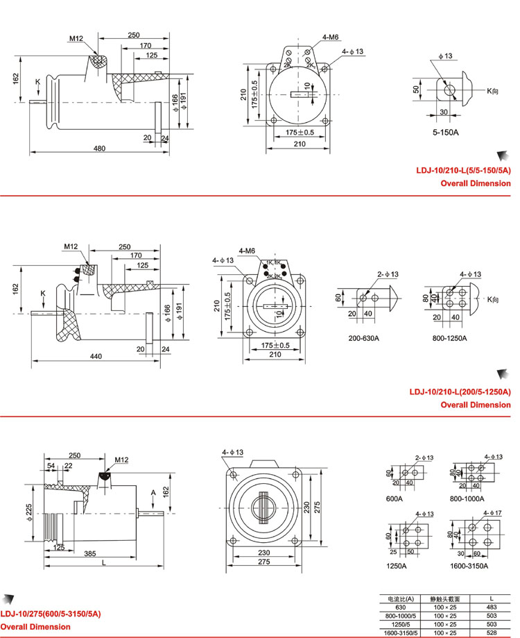 LDJ(1、5、6)-10电流互感器外形尺寸