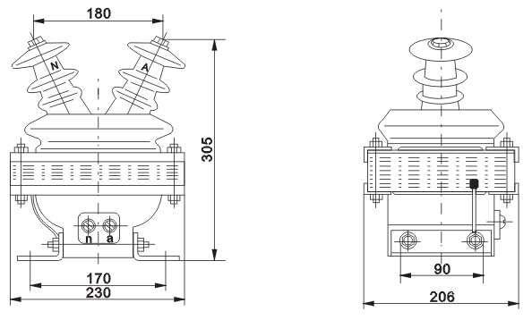 JDZ-3、6、10(W)电压互感器外形尺寸