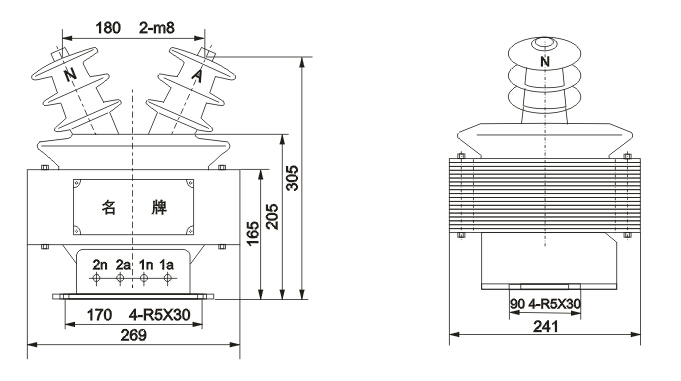 JDZ(X)F16-3、6、10GYW1电压互感器外形尺寸