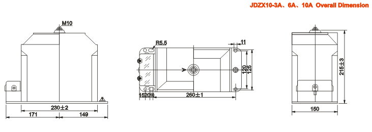 REL12、JDZX10-3、6、10A(B)电压互感器外形尺寸