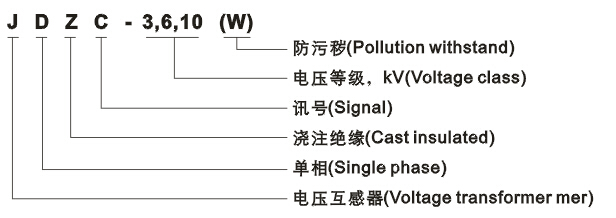 JDZC10-3、6、10(DC-3、6、10)型电压互感器型号含义