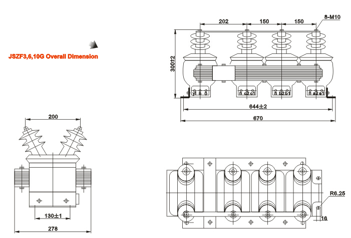 JSZF-3、6、10G电压互感器外形尺寸