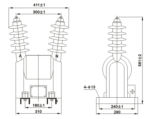 JDZ(X)R2-12W电压互感器外形尺寸