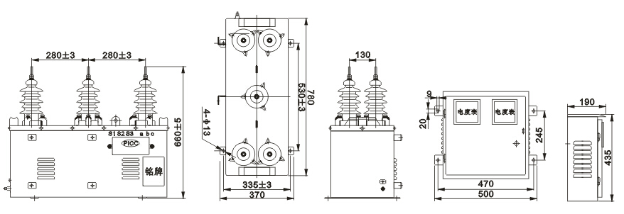 JLSZW-6、10组合互感器外形尺寸