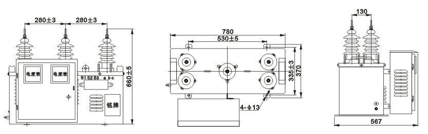 JLSZW-6、10组合互感器外形尺寸