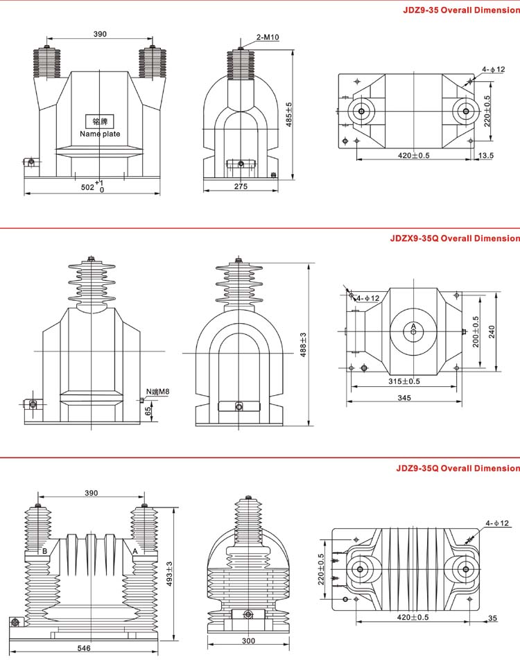 JDZ(X)(F)9-35Q型电压互感器接线图