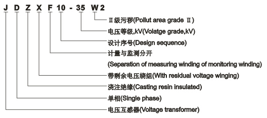 JDZ(X)(F)10-35W2<strong>电压互感器</strong>型号含义